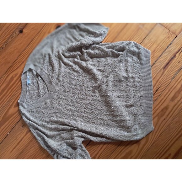 Chico's Beige Pullover Sweater V Neck Solid 3/4 Sleeve Cotton Blend Size 4 - Picture 5 of 5